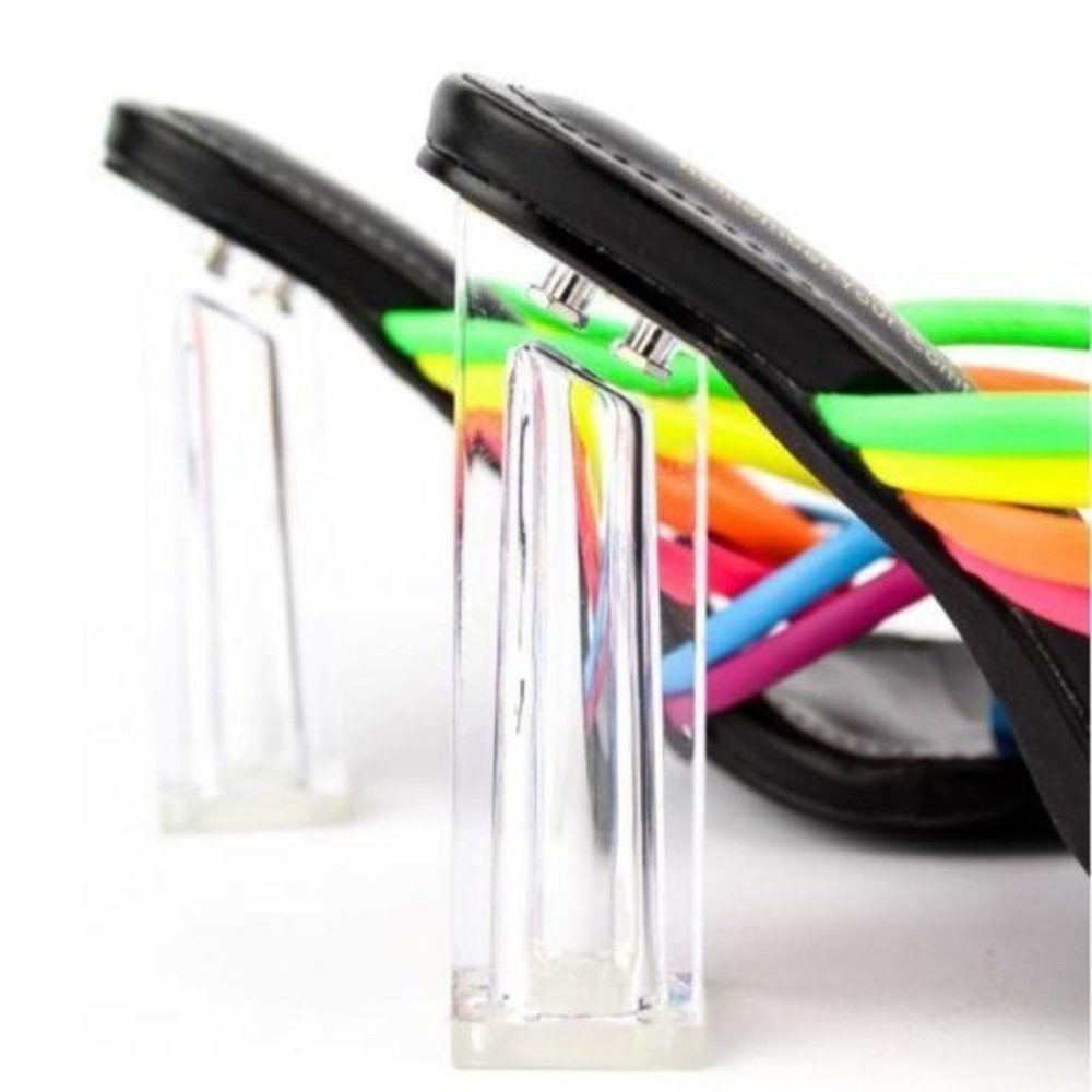 Multicolor Strappy Block Heel Sandals - Picture 5 of 8